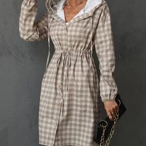 Plaid Print Hooded Coat